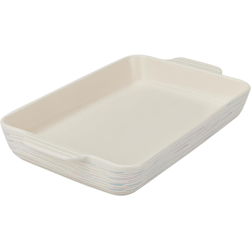 image:imagePyrex 3Piece Ceramic Bakeware Set Nonstick Casserole Dish with Handles Lasagna Oven Pans Bakers For Baking Roasting Steaming Rectangular3 Quart