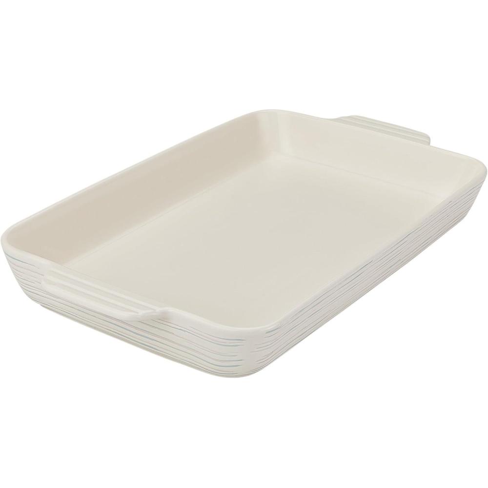 image:imagePyrex 3Piece Ceramic Bakeware Set Nonstick Casserole Dish with Handles Lasagna Oven Pans Bakers For Baking Roasting Steaming Rectangular4 Quart