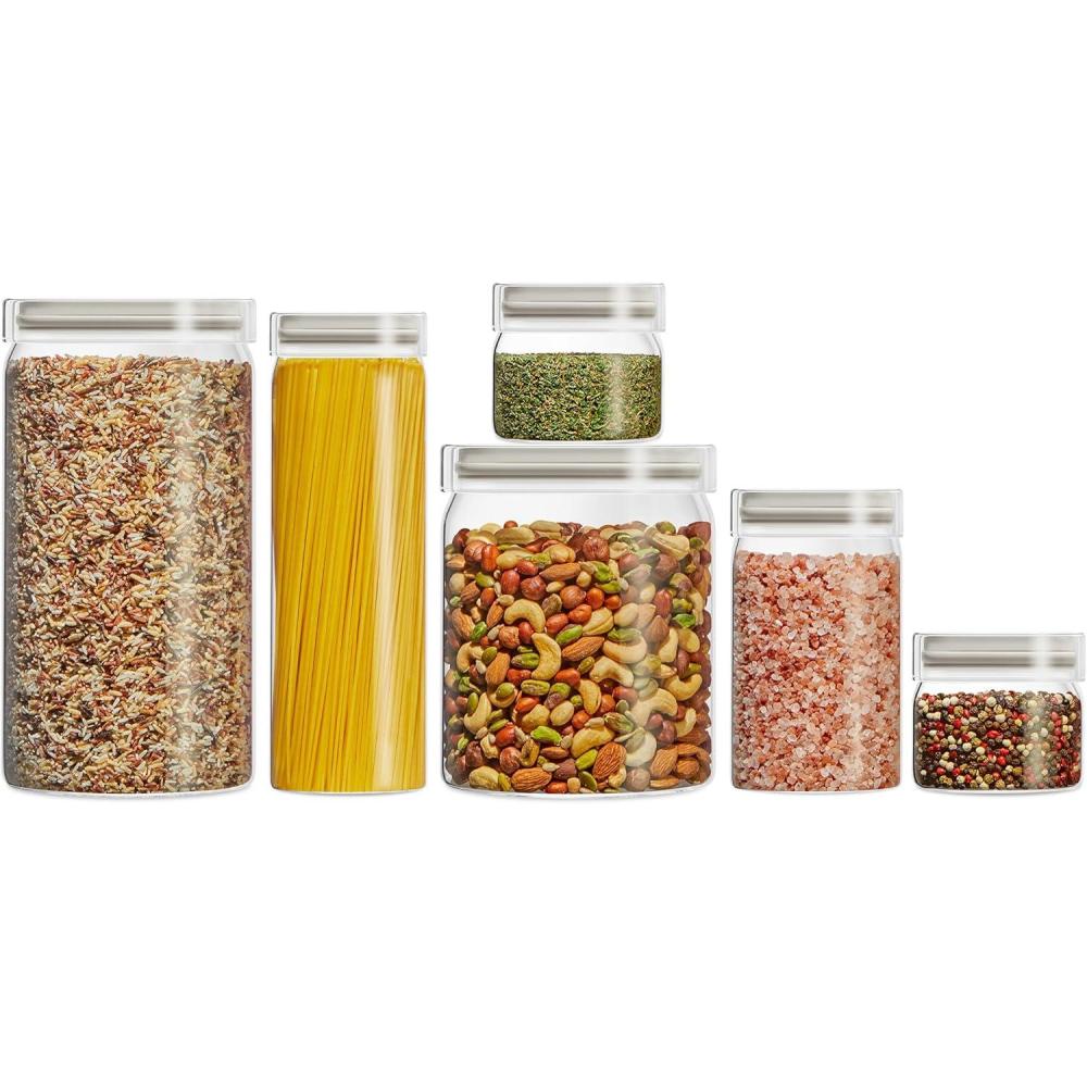 image:imagePyrex 4Pack Glass Canister Set Dry Food Storage Containers with Lids for Kitchen and Pantry Organization6 Pack
