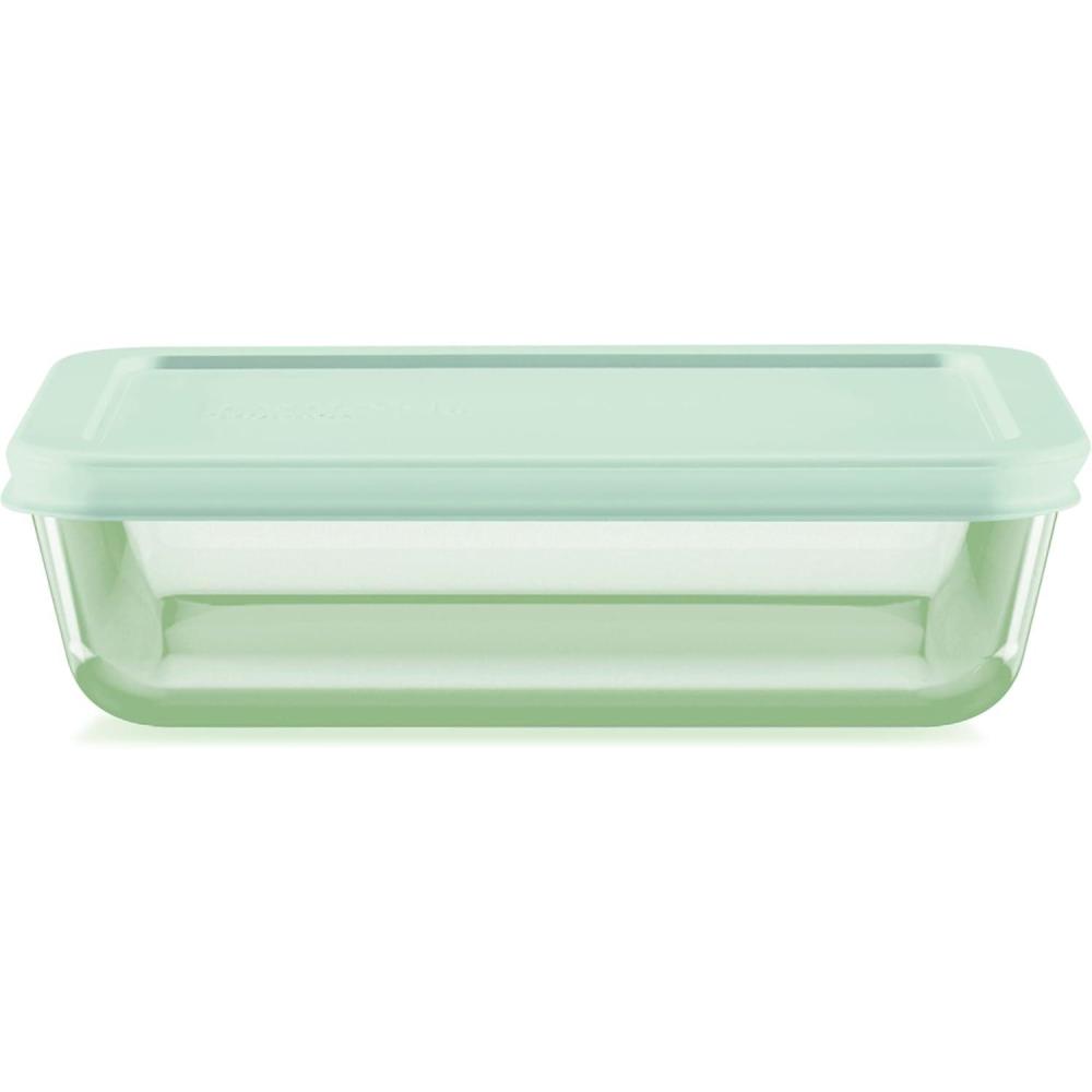 image:imagePyrex Colors Tinted 11 Cup Large Rectangular Food Storage Container Snug Fit NonToxic Plastic BPAFree Lids Freezer Dishwasher Microwave SafeGreen