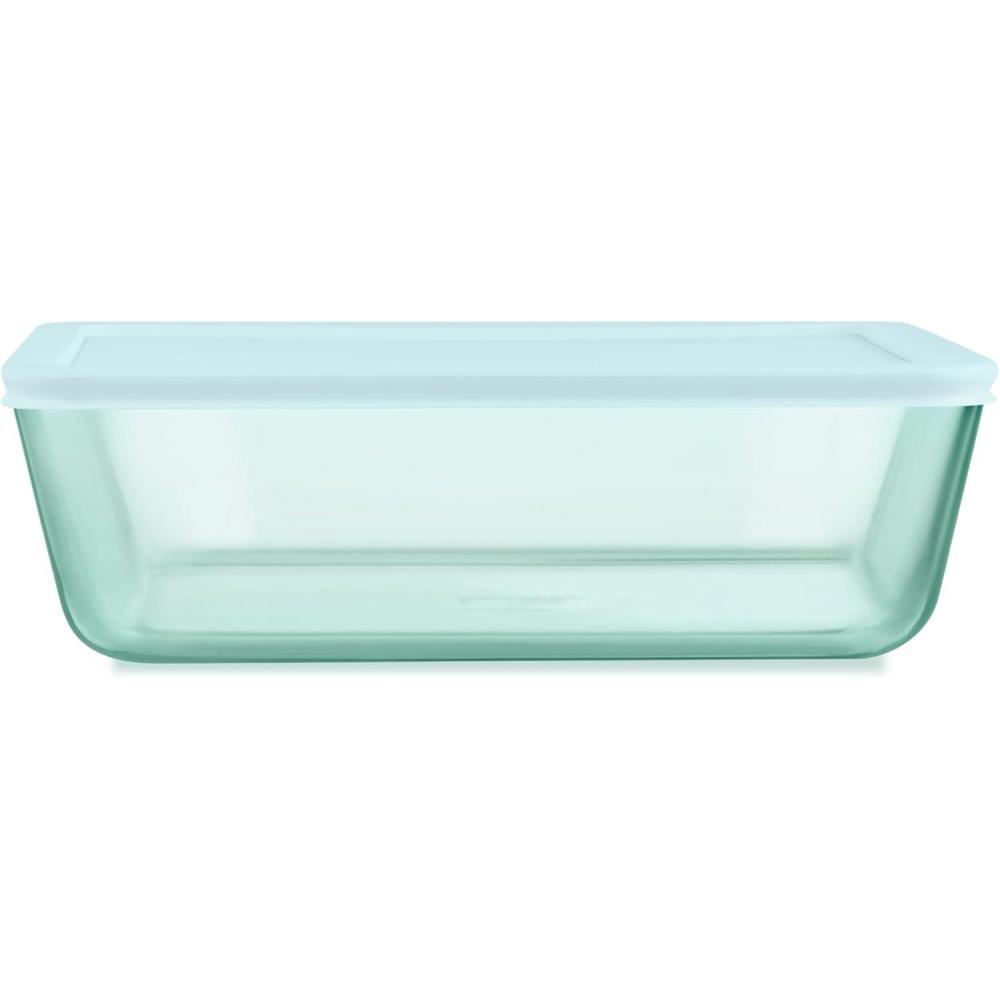 image:imagePyrex Colors Tinted 11 Cup Tinted Glass Large Rectangular Food Storage Container Snug Fit NonToxic Plastic BPAFree Lids Freezer Dishwasher Microwave Safe Aqua