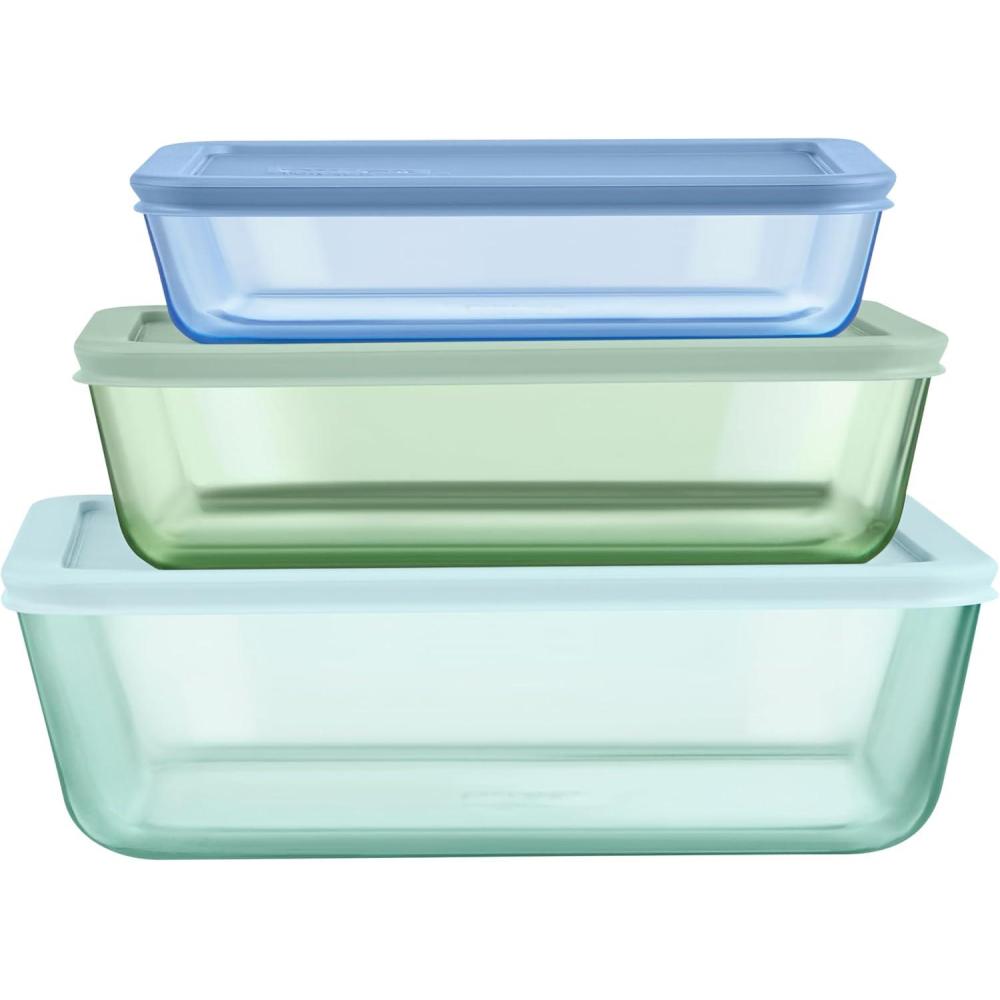 image:imagePyrex Colors Tinted 6PC Medium SmallMedium Round Food Storage Container Set Snug Fit NonToxic Plastic BPAFree Lids Freezer Dishwasher Microwave Safe 2 Cup 4 Cup amp 7 CupBlue Green Aqua
