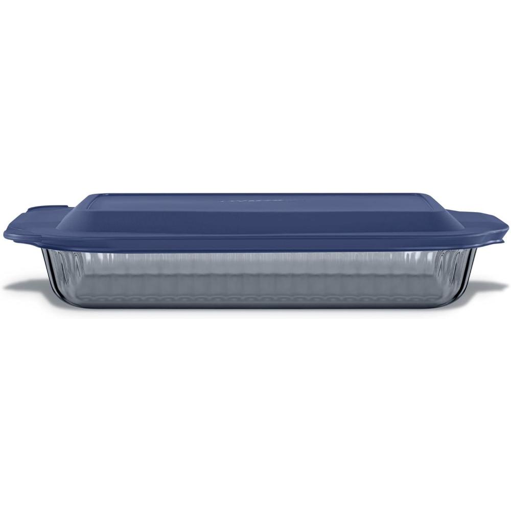image:imagePyrex Colors Tinted 9x13 Glass Baking Dish with BPAFree Lid Oblong Bakeware Glass Pan For Casserole amp Lasagna Dishwasher Freezer Microwave and PreHeated Oven Safe SmokeSmoke