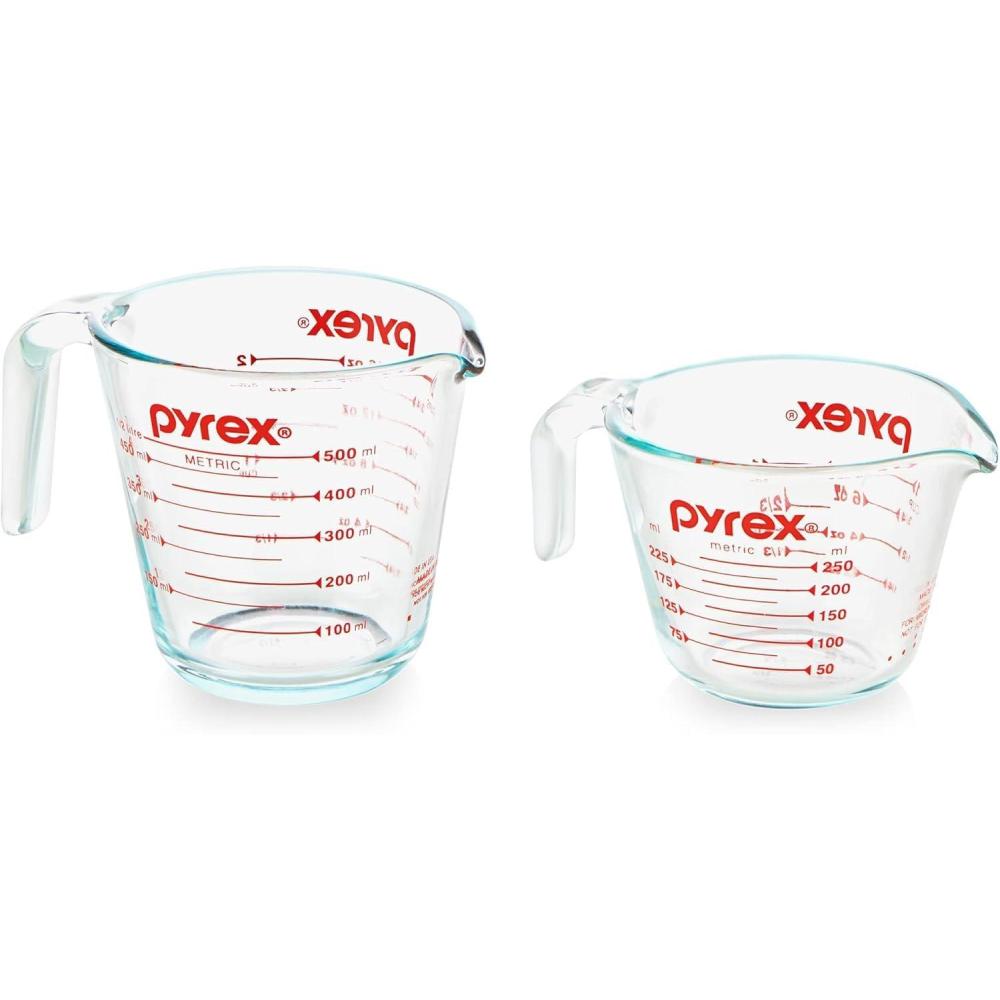 image:imagePyrex Essentials 2Pack Glass Measuring Cups Set 1 amp 2 Cup Measuring Cups For Prepping Baking and Cooking Preheated Oven Dishwasher Freezer and Microwave Safe
