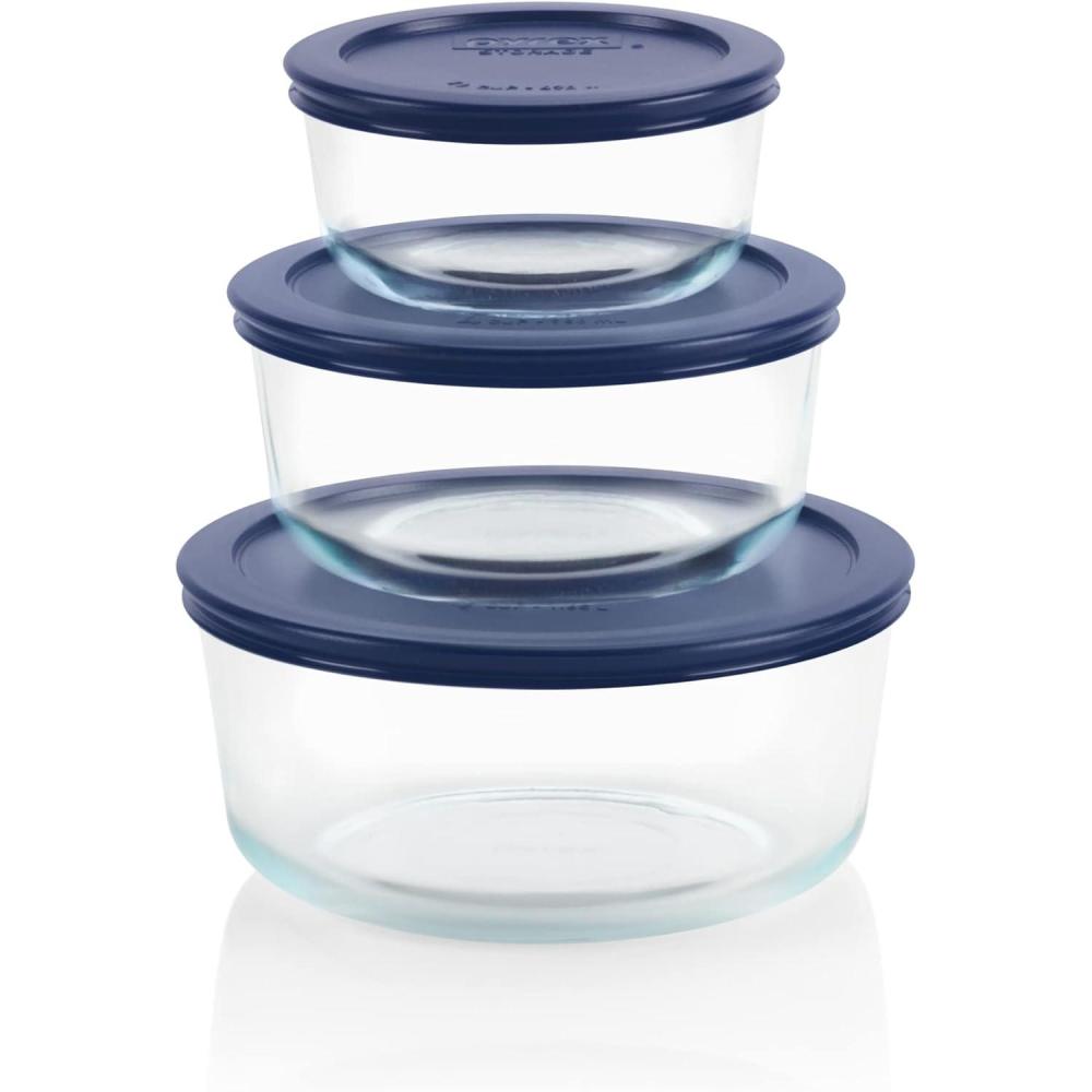 image:imagePyrex Simply Store 3Pack Glass Food Storage Containers Set 2 4 amp 7 Cup Meal Prep Containers With Plastic BPAFree Lids Dishwasher amp Microwave Safe