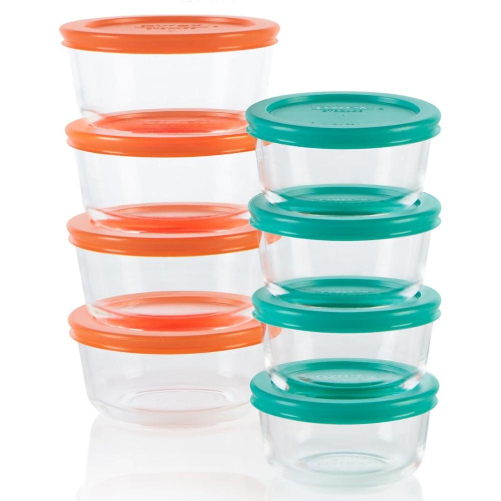 image:imagePyrex Simply Store 8Pack Small Glass Food Storage Containers Set 1 amp 2 Cup Meal Prep Containers With Plastic BPAFree Lids Dishwasher amp Microwave Safe8 Pack Small