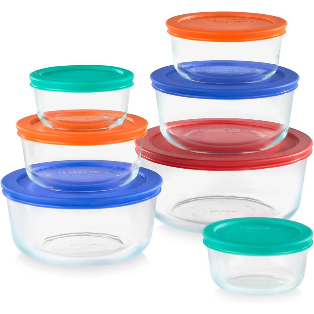 image:imagePyrex Simply Store 8Pack Small Glass Food Storage Containers Set 1 amp 2 Cup Meal Prep Containers With Plastic BPAFree Lids Dishwasher amp Microwave Safe7 Pack