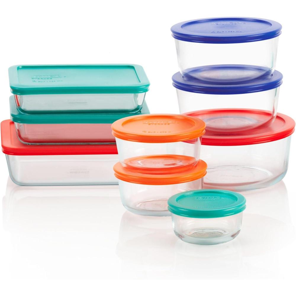 image:imagePyrex Simply Store 8Pack Small Glass Food Storage Containers Set 1 amp 2 Cup Meal Prep Containers With Plastic BPAFree Lids Dishwasher amp Microwave Safe9 Pack