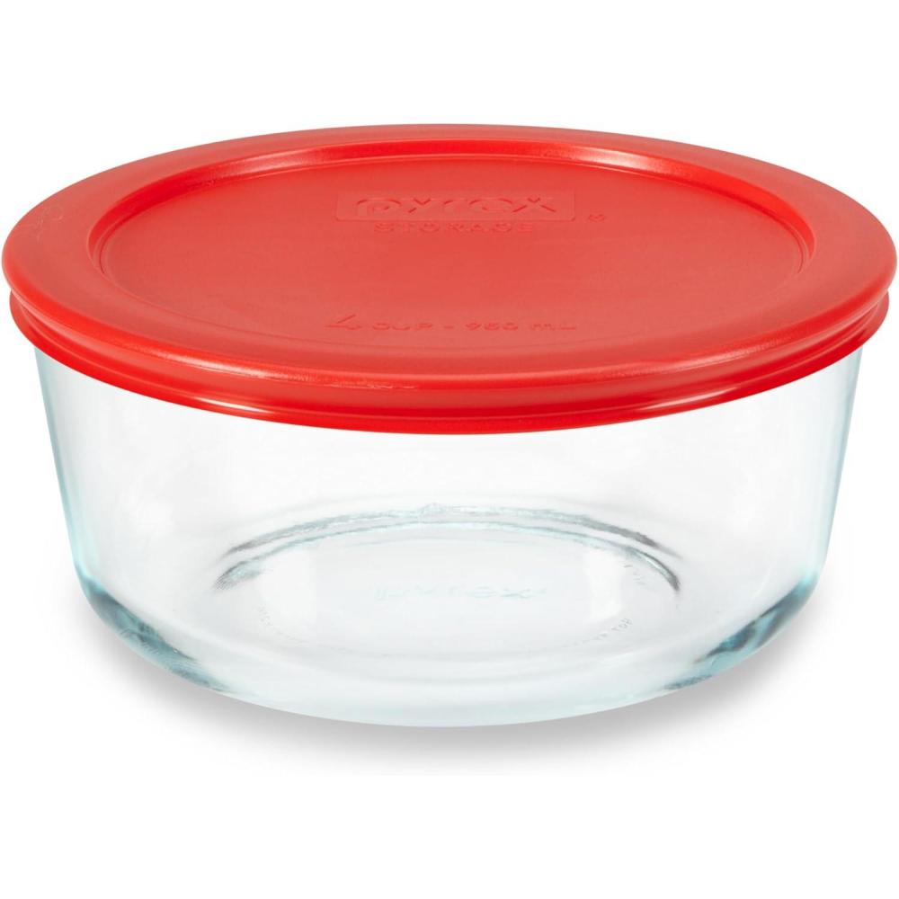 image:imagePyrex Simply Store Glass Food Storage Container Snug Fit NonToxic Plastic BPAFree Lids Freezer Dishwasher Microwave Safe 11 Cup4 Cup