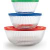 image:imagePyrex Sculpted 3Pack Glass Mixing Bowls Set With Plastic Lids For Prepping Baking and Cooking Preheated Oven Dishwasher Freezer and Microwave Safe