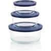 image:imagePyrex Simply Store 3Pack Glass Food Storage Containers Set 2 4 amp 7 Cup Meal Prep Containers With Plastic BPAFree Lids Dishwasher amp Microwave Safe