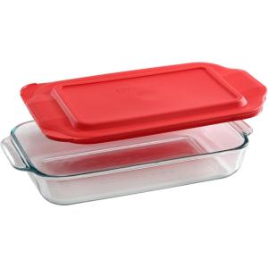 Pyrex (2-Pack) Extra Large Glass Baking Dish Set With Lids and Handles, Oven and Freezer Safe(2 QT (Basics))