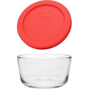 Pyrex 3-Cup Single Rectangular Glass Food Storage Container with Lid, Non-Toxic, BPA-Free Lid, Tempered Non-Pourous Glass, Microwave, Dishwasher, Freezer and Oven Safe, Red(Red)