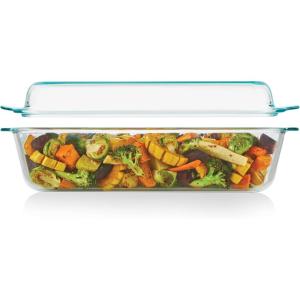 Pyrex Deep 5.2-Qt (9″x13″) 2-in-1 Glass Baking Dish with Glass Lid, Extra Large Rectangular Baking Pan For Casserole & Lasagna, Dishwasher, Freezer, Microwave and Pre-Heated Oven Safe(5.2 QT)