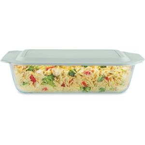 Pyrex Deep 9×13-Inch Glass Baking Dish with Lid, Deep Casserole Dish, Glass Food Container, Oven, Freezer and Microwave Safe, Clear Container(7×11 (1-Count))