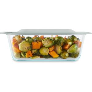 Pyrex Deep Glass Baking Dish with Plastic Lid, Deep Casserole Dish, Glass Food Container, Oven, Freezer and Microwave Safe, Clear Container, 7×11(8×8 (1-Count))