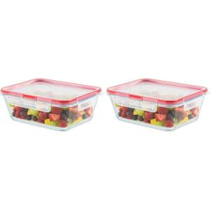 Pyrex Freshlock Glass Food Storage Container, Airtight & Leakproof Plastic Locking Lids, Freezer Dishwasher Microwave Safe, 4 Cup (Square)(8 Cup (Pack of 2))
