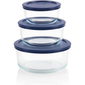 Pyrex Simply Store (3-Pack) Glass Food Storage Containers Set, (2, 4 & 7 Cup) Meal Prep Containers With Plastic BPA-Free Lids, Dishwasher & Microwave Safe