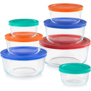 Pyrex Simply Store (8-Pack) Small Glass Food Storage Containers Set, (1 & 2 Cup) Meal Prep Containers With Plastic BPA-Free Lids, Dishwasher & Microwave Safe(7 Pack)