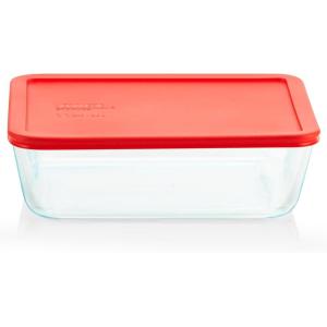 Pyrex Simply Store Glass Food Storage Container, Snug Fit Non-Toxic Plastic BPA-Free Lids, Freezer Dishwasher Microwave Safe, 11 Cup(11 Cup)