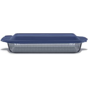 Pyrex Colors Tinted (2-Pack, Full Set) Tinted Glass Baking Dish with BPA-Free Lid, Oblong Bakeware Glass Pan For Casserole & Lasagna, Dishwasher, Freezer, Microwave and Pre-Heated Oven Safe, Aqua(Smoke)