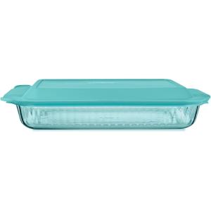Pyrex Colors Tinted (2-Pack, Full Set) Tinted Glass Baking Dish with BPA-Free Lid, Oblong Bakeware Glass Pan For Casserole & Lasagna, Dishwasher, Freezer, Microwave and Pre-Heated Oven Safe, Aqua(Aqua)