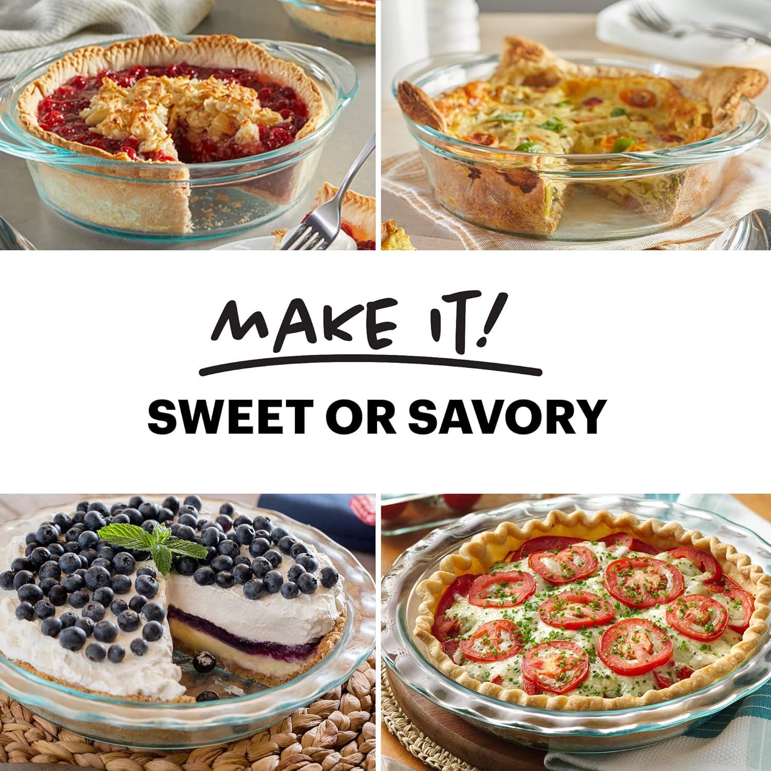 image:imagePyrex Deep 2Pack 95 Glass Baking Dish Set Round Pie Glass Bakeware Dishwasher Microwave Freezer amp PreHeated Oven Safe