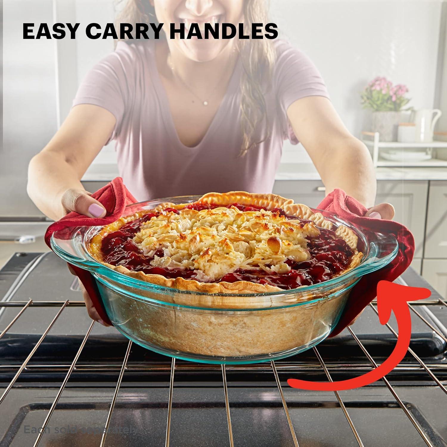 image:imagePyrex Deep 2Pack 95 Glass Baking Dish Set Round Pie Glass Bakeware Dishwasher Microwave Freezer amp PreHeated Oven Safe