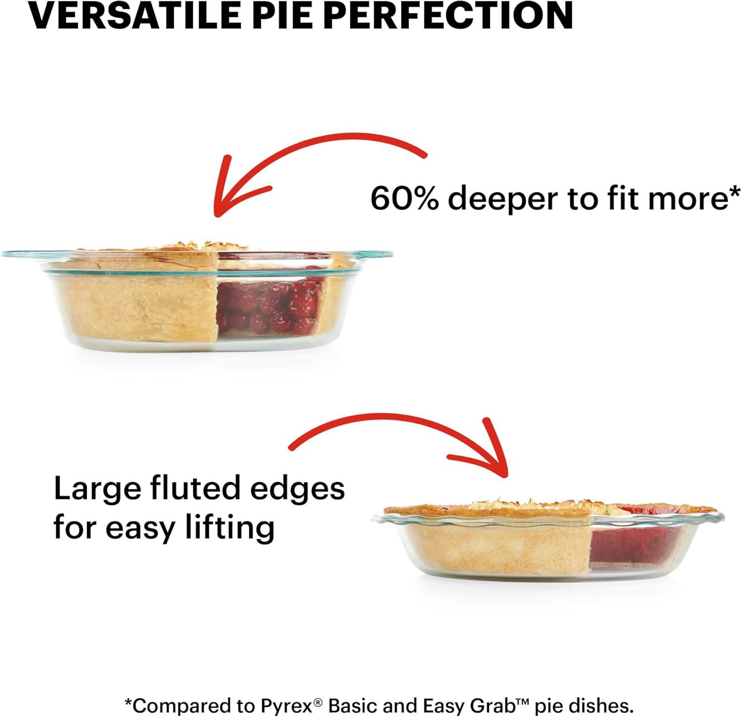 image:imagePyrex Deep 2Pack 95 Glass Baking Dish Set Round Pie Glass Bakeware Dishwasher Microwave Freezer amp PreHeated Oven Safe