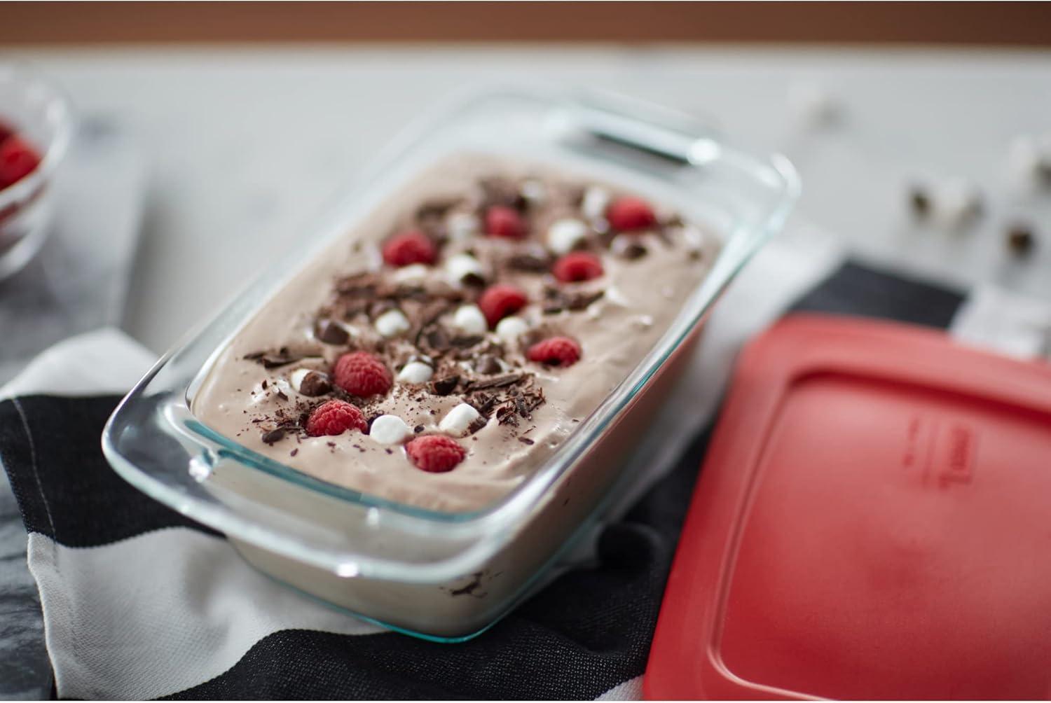 image:imagePyrex Basics 3 QT Glass Baking Dish With Plastic Lid Casserole Dish Glass Food Container Oven Freezer And Microwave Safe Clear Container15 QT