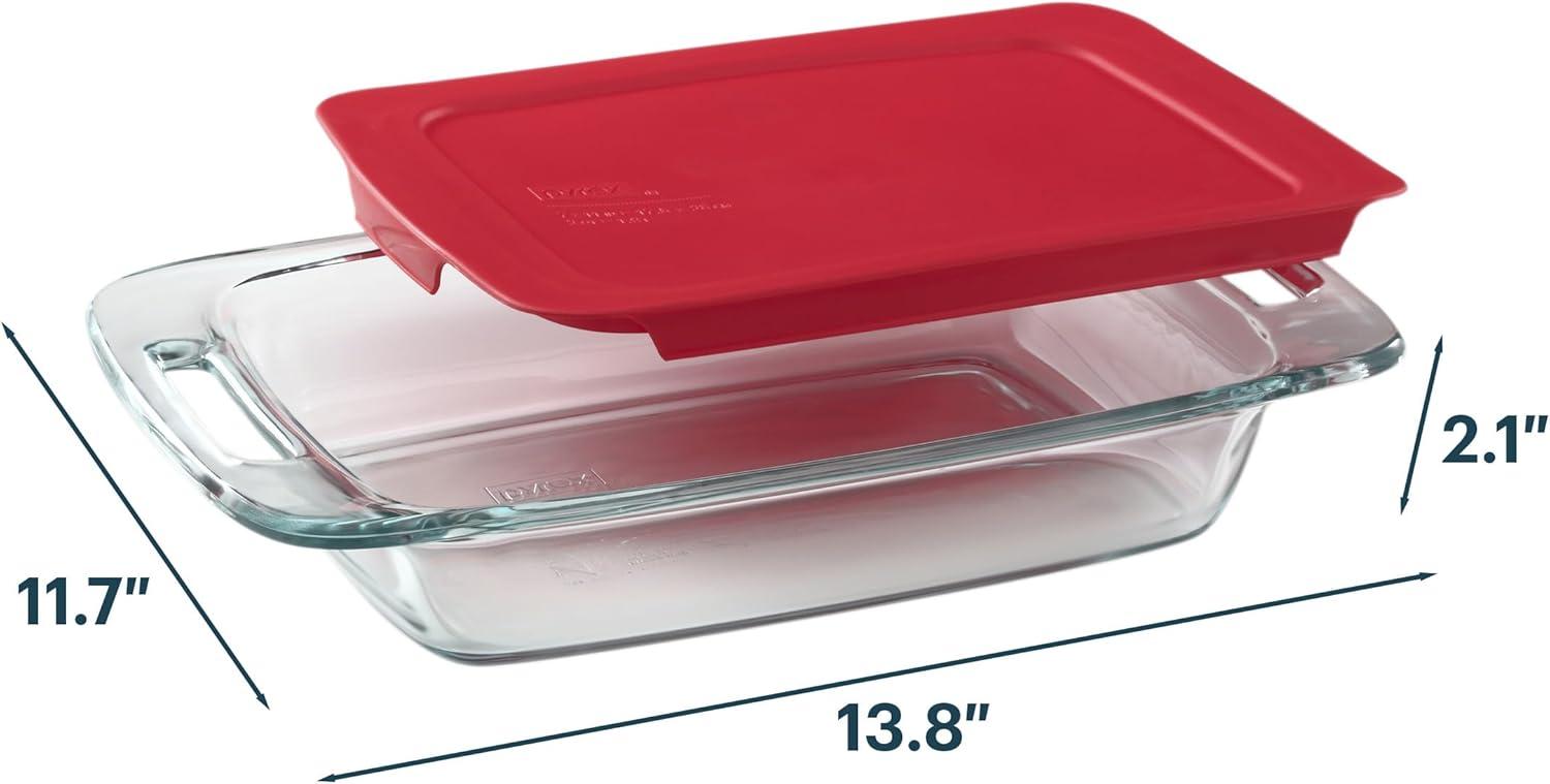 image:imagePyrex Basics 3 QT Glass Baking Dish With Plastic Lid Casserole Dish Glass Food Container Oven Freezer And Microwave Safe Clear Container2 QT