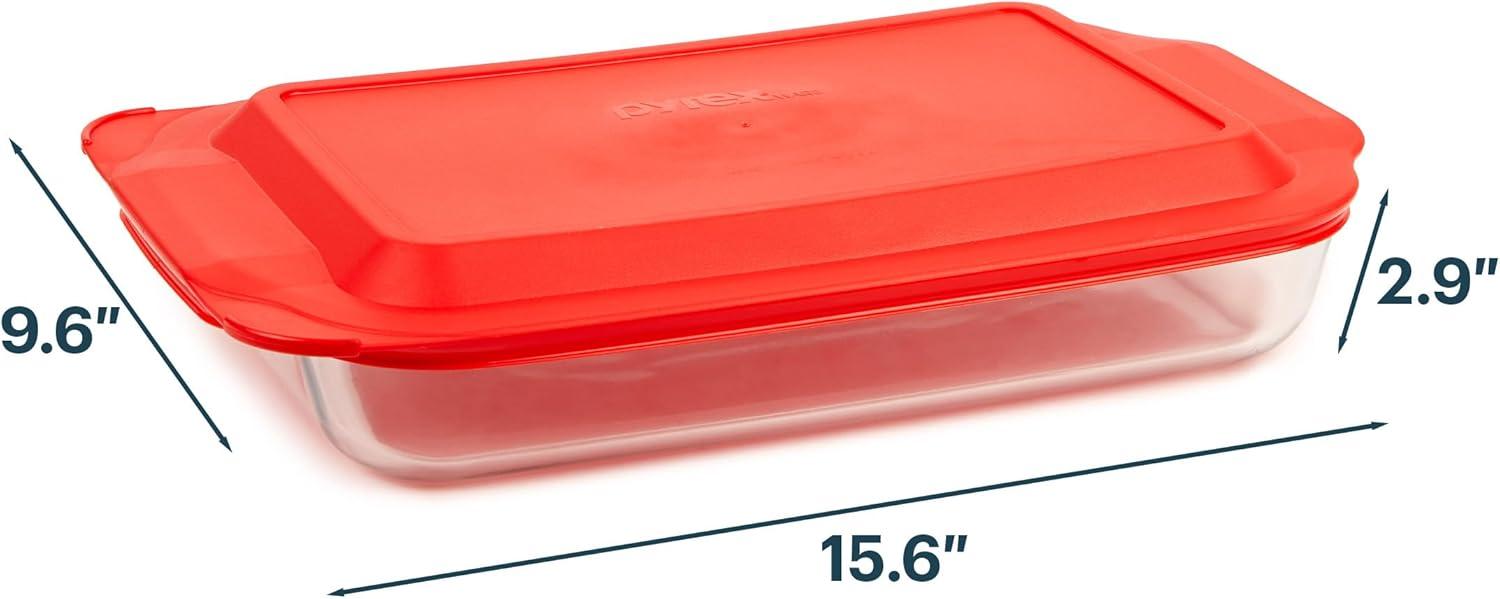 image:imagePyrex Basics 3 QT Glass Baking Dish With Plastic Lid Casserole Dish Glass Food Container Oven Freezer And Microwave Safe Clear Container3 QT