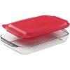 image:imagePyrex Basics 3 QT Glass Baking Dish With Plastic Lid Casserole Dish Glass Food Container Oven Freezer And Microwave Safe Clear Container3 QT