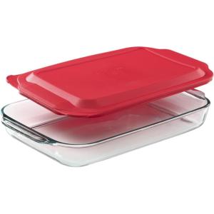 Pyrex Basics 3 QT Glass Baking Dish With Plastic Lid, Casserole Dish, Glass Food Container, Oven, Freezer And Microwave Safe, Clear Container(3 QT)