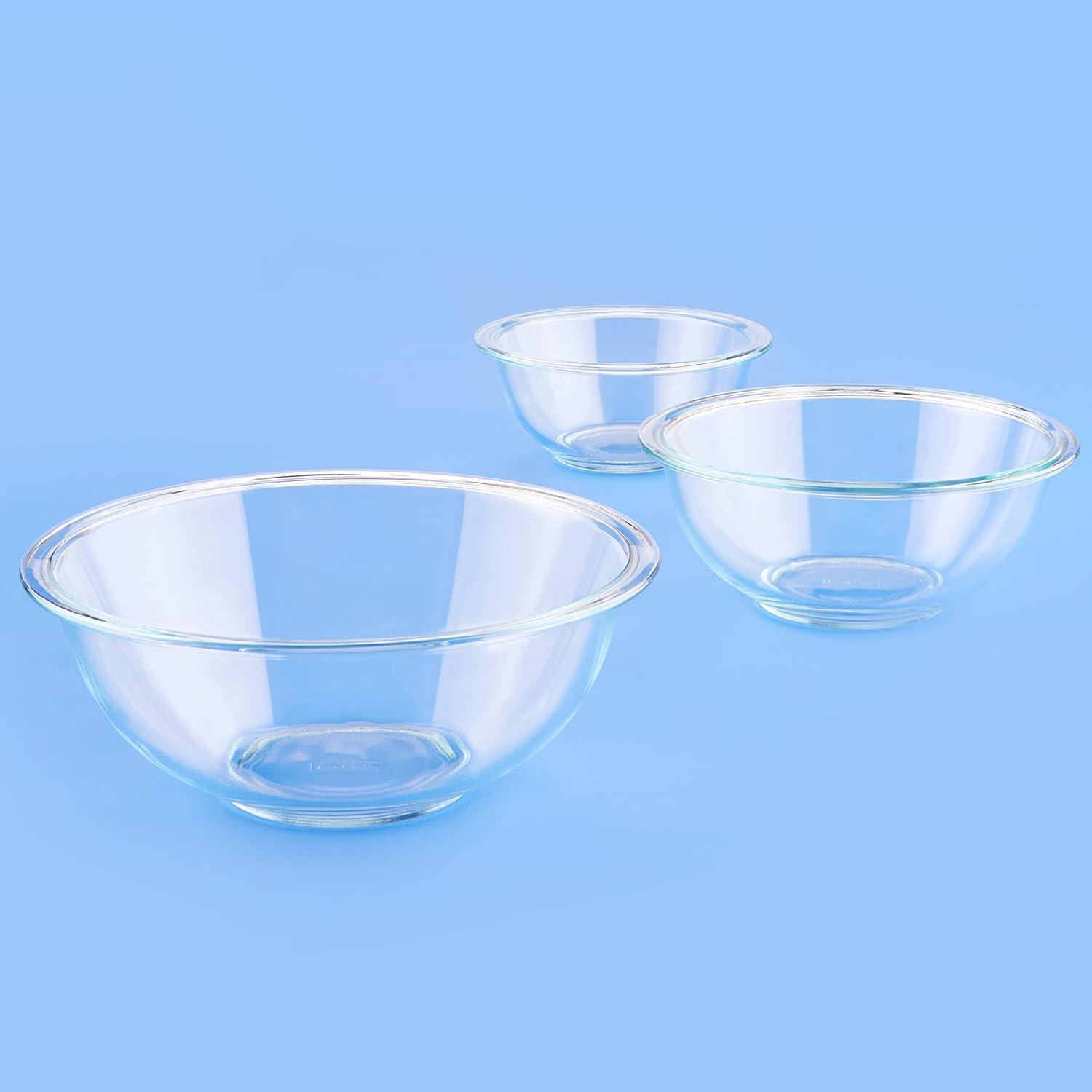 image:imagePyrex Essentials 3Piece Glass Mixing Bowls Set For Prepping Baking and Cooking Preheated Oven Dishwasher Freezer and Microwave Safe