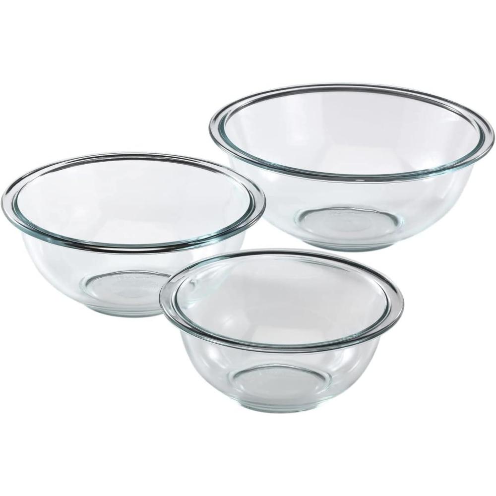 image:imagePyrex Essentials 3Piece Glass Mixing Bowls Set For Prepping Baking and Cooking Preheated Oven Dishwasher Freezer and Microwave Safe