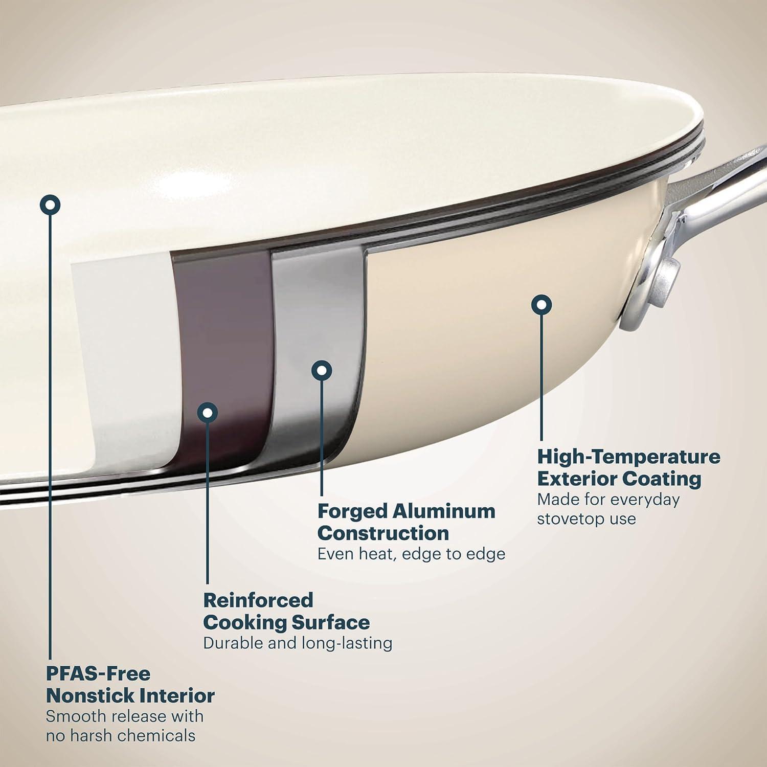image:imagePyrex 7Piece Ceramic Cookware Set Pots and Pans with Lids amp Stainless Steel Handles Healthy Nonstick Ceramic Coating Induction Compatible Stainless Steel PFAS Lead Cadmium BPA Free8 Piece