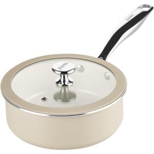 Pyrex 10-Inch Fry Pan Ceramic Cookware with Stainless Steel Handle, Healthy Nonstick Ceramic Coating, Induction Compatible Stainless Steel, PFAS Lead Cadmium BPA Free(Saucepan)