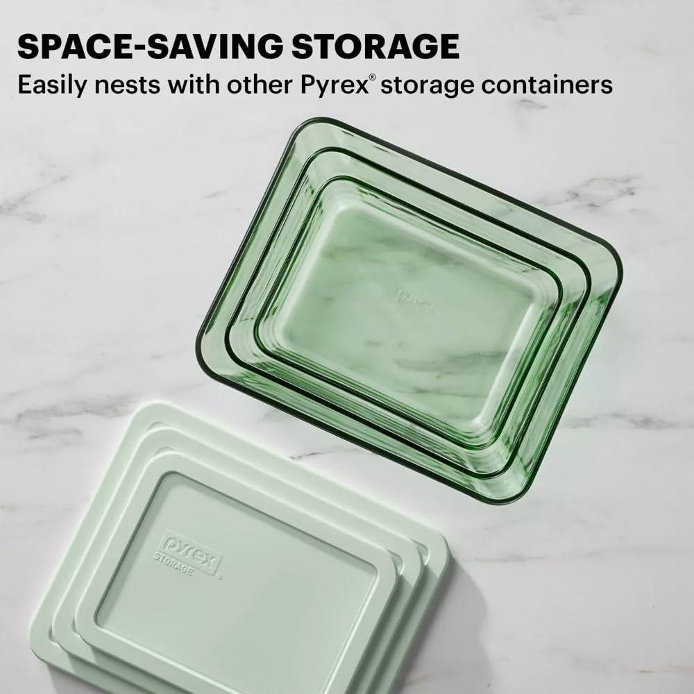 image:imageGreen Tinted 6Piece Rectangle Storage Set with Lids by Pyrex