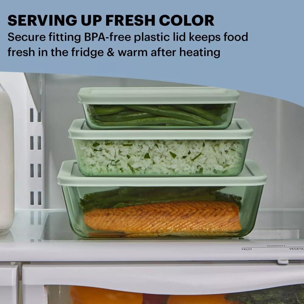 image:imageGreen Tinted 6Piece Rectangle Storage Set with Lids by Pyrex