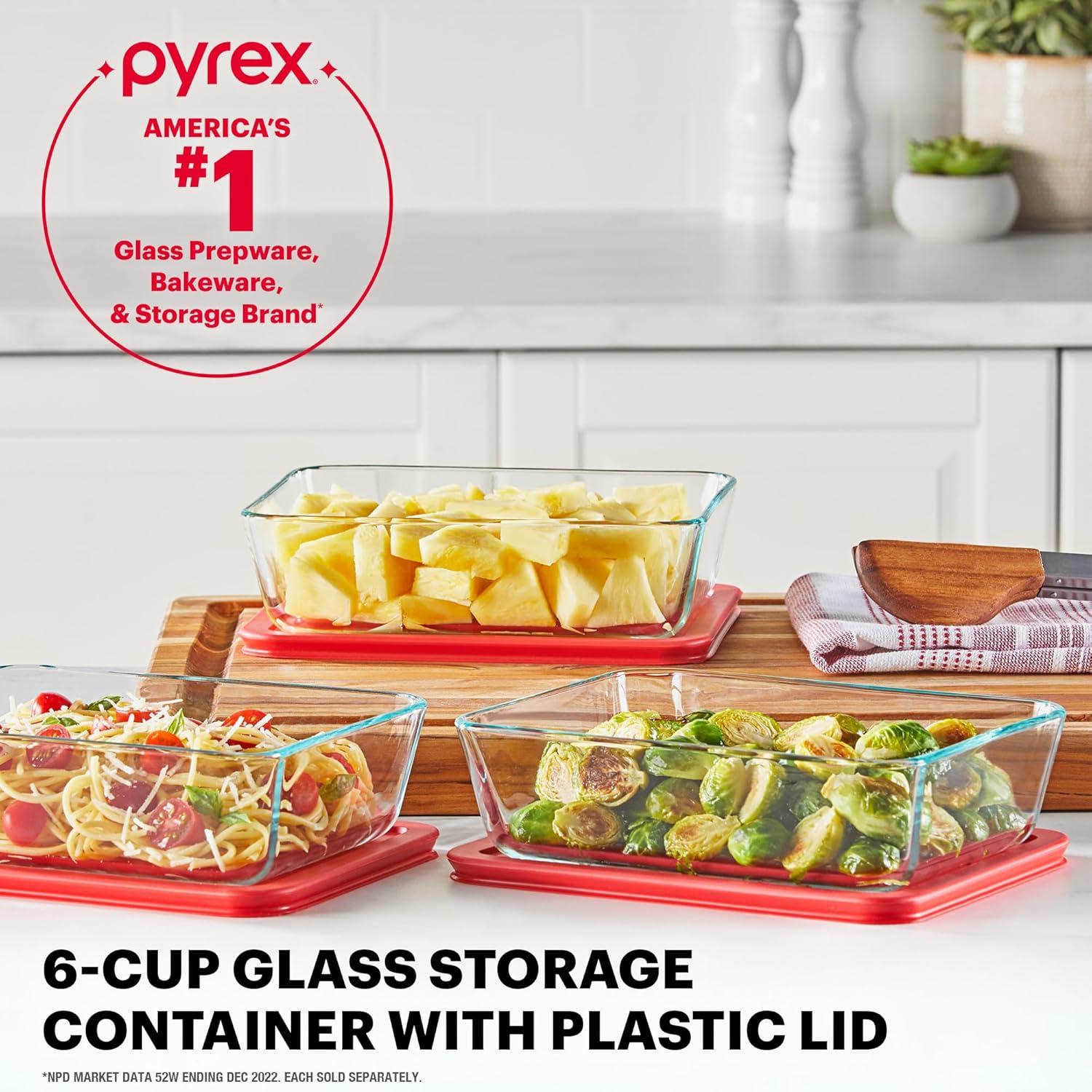 image:imagePyrex Simply Store Glass Food Storage Container Snug Fit NonToxic Plastic BPAFree Lids Freezer Dishwasher Microwave Safe 6 Cup6 Cup