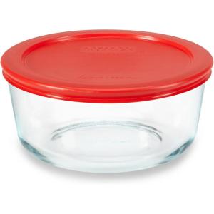 Pyrex Simply Store Glass Food Storage Container, Snug Fit Non-Toxic Plastic BPA-Free Lids, Freezer Dishwasher Microwave Safe, 6 Cup(4 Cup)