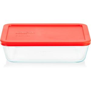 Pyrex Simply Store Glass Food Storage Container, Snug Fit Non-Toxic Plastic BPA-Free Lids, Freezer Dishwasher Microwave Safe, 6 Cup(6 Cup)