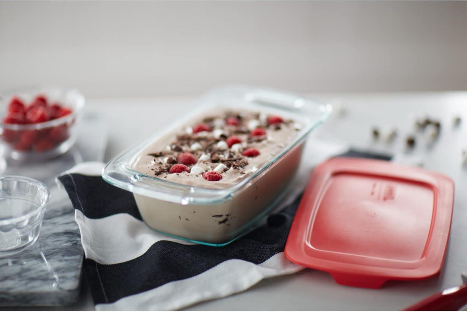 image:imagePyrex Basics 48 QT Glass Baking Dish with Plastic Lid Casserole Dish Glass Food Container Oven Freezer and Microwave Safe Clear Container15 QT