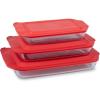 image:imagePyrex Basics 3Pack Glass Baking Dish Set 2QT 3QT 48QT With BPAFree Lids Rectangular Glass Bakeware Dishwasher Microwave Freezer amp PreHeated Oven Safe